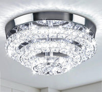 11.8" Crystal Ceiling Light, Flush Mount LED, Warm White