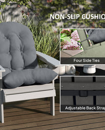 Adirondack Chair Cushions Set of 2, Tufted High Back Patio Non-Slip Cushions for Adirondack Chairs, Gray
