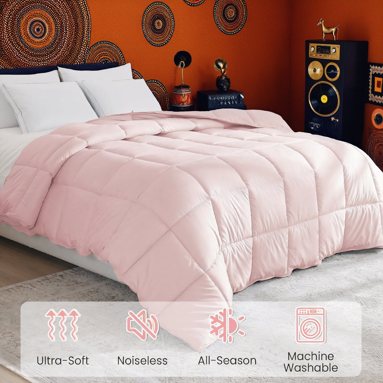 Extra Large Pink Quilt Inner, Comfortable, Soft, And Skin-friendly Oversized Duvet, Machine Washable, Suitable For Home Bedroom Use, All-season Versatility, Christmas Gift.