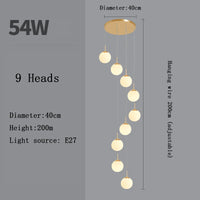 Stairs Modern Nordic LED Glass Chandelier Loft Duplex Living Room Lamp Hotel Lobby Long Chandelier Home Decorative Lighting