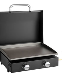 Gas Griddle, 2 Burner Tabletop Griddle, 22 Inch Portable Griddles Propane With Lid, Oil Drain Hole & Oil Collection Tray, 2 X 11000BTU Camping Flat Top Grill For Outdoor Cooking, Tailgating