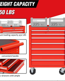 Rolling Tool Chest With 7-Drawer Tool Box With Wheels Multifunctional Tool Cart Mechanic Tool Storage Cabinet For Garage, Warehouse, Workshop, Repair Shop