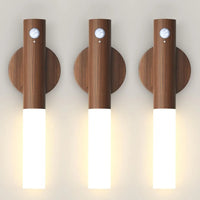 Rechargeable Wall Sconces Magnetic Night Light Motion Sensor Night Lights Wooden Wall Lighting for Bedroom Stair