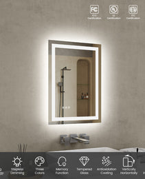 20 Inch X 28 Inch LED Bathroom Mirror