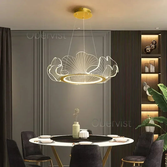 Modern Petal Pendant Light Ring Highlight Acrylic Restaurant Bedroom Decorativos Deluxe Design Living Room Hanging Lamp Fixtures