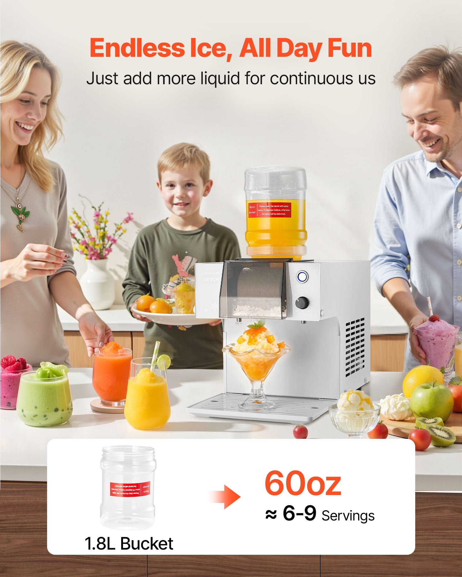 Snowflake Ice Machine, 88LBS/24H Snowflake Ice Maker, Ice-Shaver Machine With Stainless Steel Blade, Electric Snow Cone Maker With 0.48 Gal Tank, 90S Fast Pre-Cooling, For Home & Small Gathering