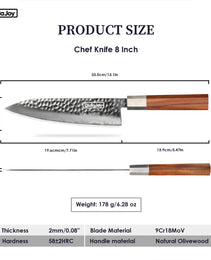 Qulajoy Nakiri Knife 7 Inch - Hammered Japanese Vegetable Knife 9cr18mov Mirror Polishing Hand Forged Blade Kitchen Knife - Olivewood Handle With Sheath