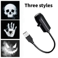 USB Projector Light Halloween Ghost Skull Night Light Switchable Pattern LED Projector Lamp for Room Ceiling Window Wall Decor