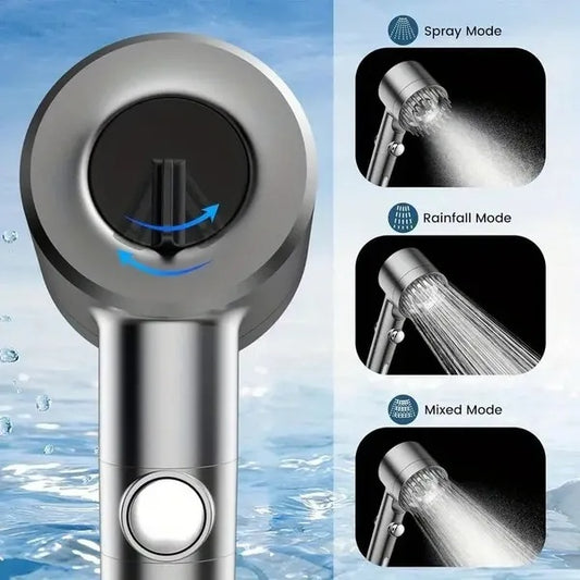 Shower Head, High Pressure Flow Multiple Modes, 5 Layers Filter, Hard Water Power Rinse, With Switch, Suitable For Pet Bathing, Vertical Shower, White Turbo Shower