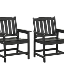 2 Piece All-Weather Patio Chairs, HDPE Patio Dining Chair Set, Heavy Duty Wood-Like Outdoor Furniture, Black