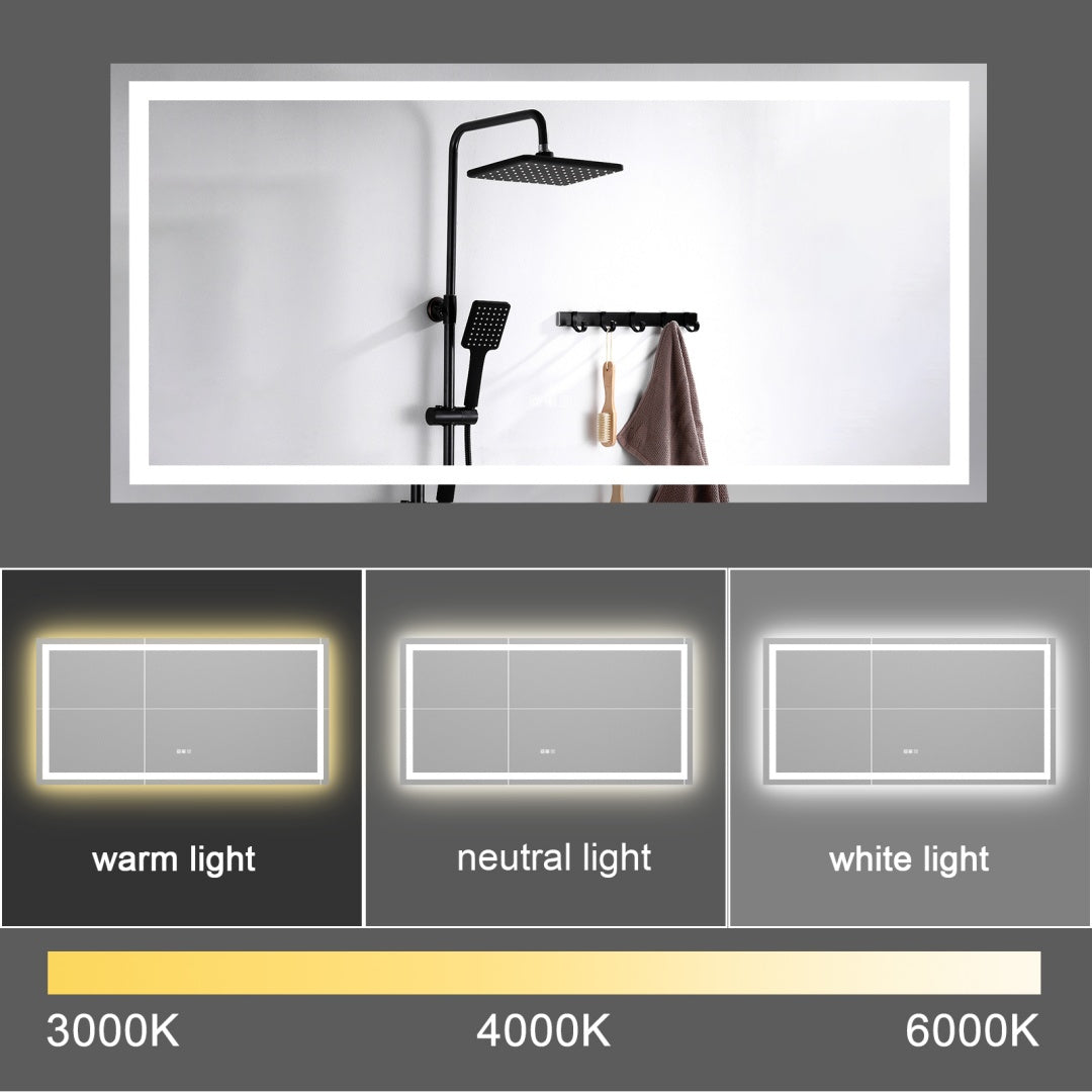 72  X 36 LED Bathroom Mirror With Anti-Fog And Touch Sensor -Modern Frameless Lighted Wall Mirror For Bathroom Vanity, Shower Room, Or Dressing Area