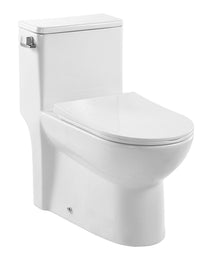 One-Piece Round Toilet – 1.28 GPF Efficient Flush, Compact Skirted Design, Easy-Clean Glazed Ceramic Bathroom Toilet