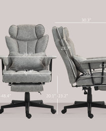 396lbs. Big and Tall Office Chair, Executive Office Chair with Footrest, Lumbar Support, and Reclining Function, Gray