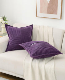 Corduroy Pillow Covers Super Soft Boho Striped Pillow Covers Broadside Decorative Textured Christmas Throw Pillows For Couch Cushion Livingroom