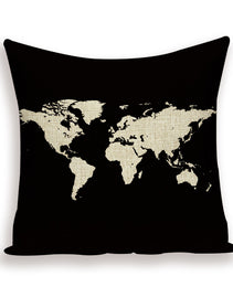 New Retro Toss Pillow Case European World Map Cushion Cover Seat Sofa Covers Morocco Linen House Home Decor Throw Pillows Cases
