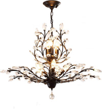8-Light Black Crystal Chandelier, Vintage Pendant Light Fixture