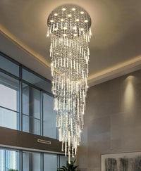 D40'' X H120'' Crystal Chandelier High Ceiling Chandeliers for Entryway Large Raindrop Chandeliers LED Dimmable Flush Mount Light Fixtures for Staircaes Foyer Hallway Living Room Bulbs Included Gold