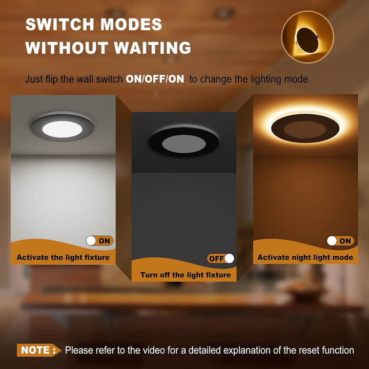 4" Downlight Round Black - with night light - 5CCT - AZ product image showing fixture design, finish, scale, and installed use case where available