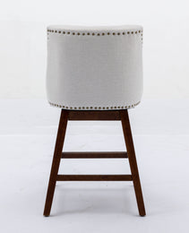 Counter Height Swivel Barstools, 26'' H Seat Height Upholstered Bar Stools Set Of 2, Fabric In Ivory