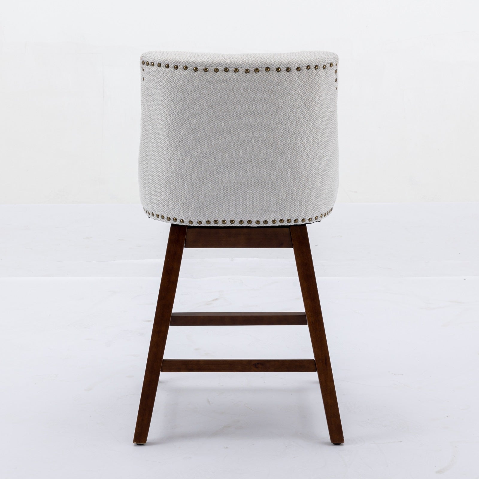 Counter Height Swivel Barstools, 26'' H Seat Height Upholstered Bar Stools Set Of 2, Fabric In Ivory