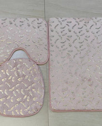 Three Piece Set Of Marbled Foiled Rugs