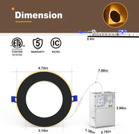 4" Downlight Round Black - with night light - 5CCT - AZ product image showing fixture design, finish, scale, and installed use case where available