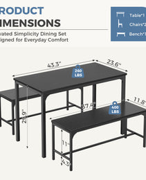 Three-piece Set Of Dining Table And Chairs