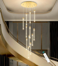 35-Light Long Large Modern Led Crystal Chandeliers Modern Spiral Chandeliers High Ceilings Chandelier for Staircase Foyer Chrome