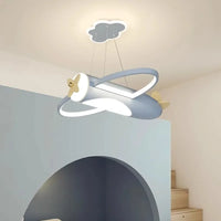 Cartoon Airplane Ceiling Chandelier Solid Wood Light for Children's Room Boy Room Decor Minimalist Bedroom Hanging Chandelier