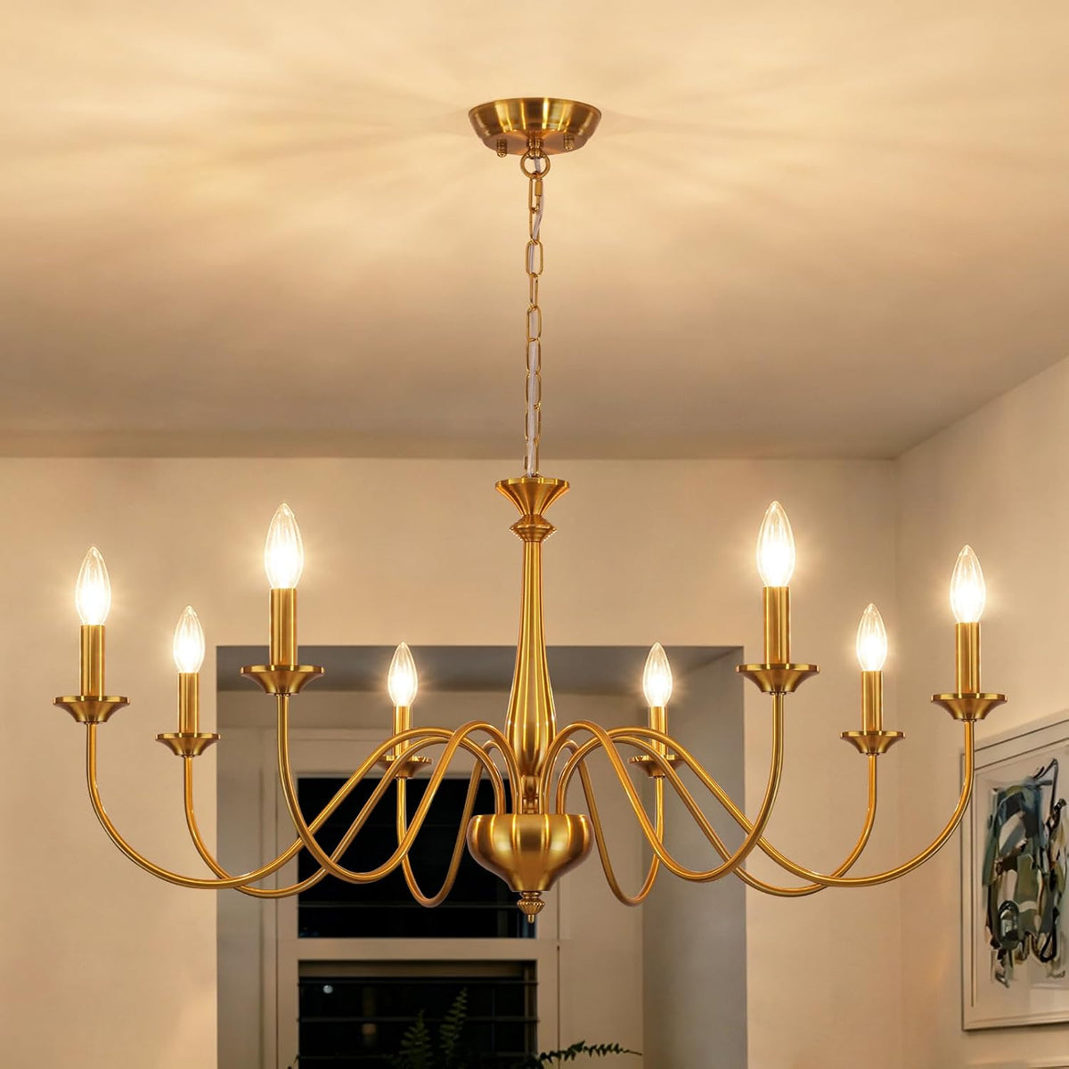 35" Gold Chandeliers for Dining Room Light Fixture Brass Chandelier