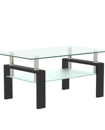 Rectangle Glass Coffee Table, Clear Coffee Table, Modern Side Center Tables For Living Room, Living Room Furniture