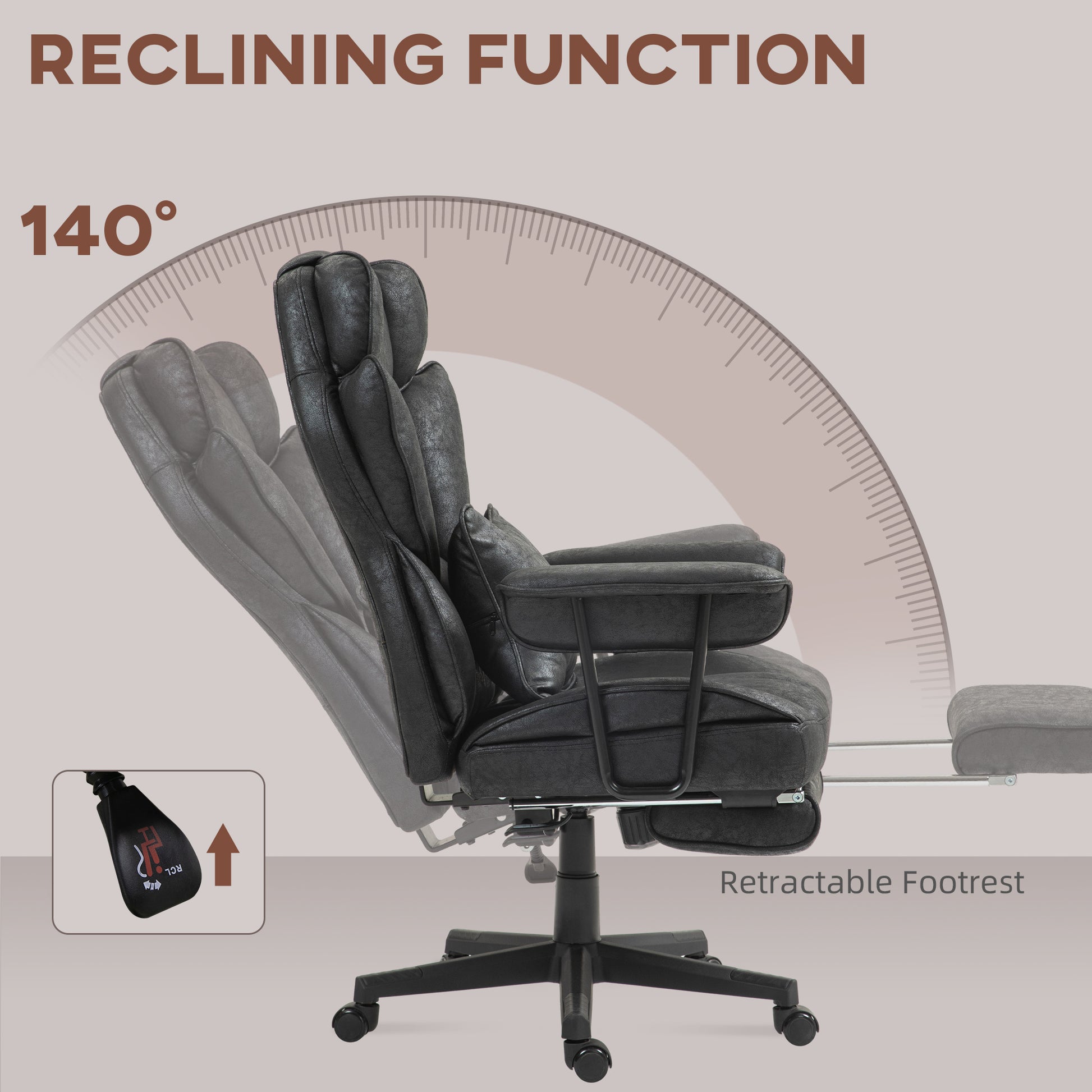 396lbs. Big and Tall Office Chair, Executive Office Chair with Footrest, Lumbar Support, and Reclining Function, Black
