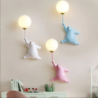 Cartoon Polar Bear LED Sconce Light Creative Wall Lighting Lampe Murale for Family Theme Hotel Kid Children Bedroom Wall Lamps