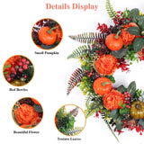 1Pc 17.71IN Autumn Wreath With Pumpkin Mixed Leaves Berries Flowers Fall Decoration For Indoor Outdoor Window Wall Front Door In Halloween Thanks Giving Day - CJDS - FC