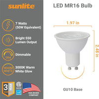 Sunlite LED GU10 Reflector Spotlight Bulb -  Watts - 3000K