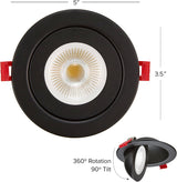 4" Gimbal Black - 90 Degree - Round - 9W - 3CCT - BTY
