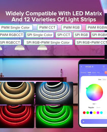 SP530E WiFi Bluetooth LED Controller 12-in-1 Smart Controller for All PWM & SPI LED Strips (WS2812B, CCT, RGB, RGBW, RGBCCT) Compatible Alexa, Google Home, BanlanX | Music Sync | DC5V-24V