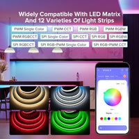 SP530E WiFi Bluetooth LED Controller 12-in-1 Smart Controller for All PWM & SPI LED Strips (WS2812B, CCT, RGB, RGBW, RGBCCT) Compatible Alexa, Google Home, BanlanX | Music Sync | DC5V-24V