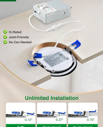 4" Black 5CCT - RD - Selectable Ultra-Thin LED Recessed Ceiling Light 9w - AZ