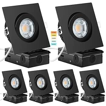 Transform Your Space with the Premium 4.5 Inch Black Gimbal Regressed Square 14w LED Downlight: Adjustable 5CCT Lighting, High Brightness, and Smooth Dimmable Control