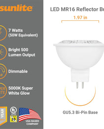 Sunlite LED MR16 Reflector Spotlight Bulb - 6 Watts - 5000K