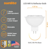 Sunlite LED MR16 Reflector Spotlight Bulb - 6 Watts - 5000K
