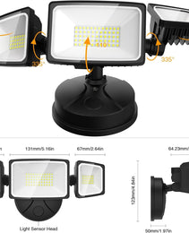 Security Light 3 Heads Black 60W Square CW 6500K AZ