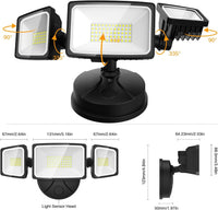 Security Light 3 Heads Black 60W Square CW 6500K AZ