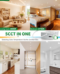 4" Black 5CCT - RD - Selectable Ultra-Thin LED Recessed Ceiling Light 9w - AZ