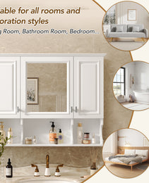 35'' X 28'' Wall Mounted Bathroom Medicine Cabinet, Modern Bathroom Wall Cabinet With Mirror,  Mirror Cabinet With Open Shelves