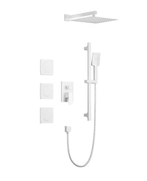 Shower System With Shower Head, Hand Shower, Slide Bar, Bodysprays, Shower Arm, Hose, Valve Trim, And Lever Handles