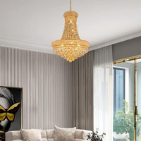 Gold Crystal Chandeliers for Dining Room，12-Lights D22 Inch