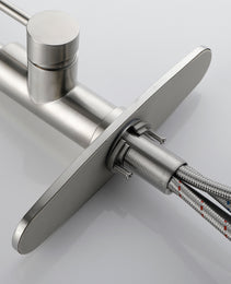 Single Handle High  Pull Out Kitchen Faucet, Single-stage Stainless Steel Kitchen Sink Faucet, With Pull Down Spray