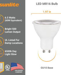 Sunlite LED GU10 Reflector Spotlight Bulb -  Watts - 6500K
